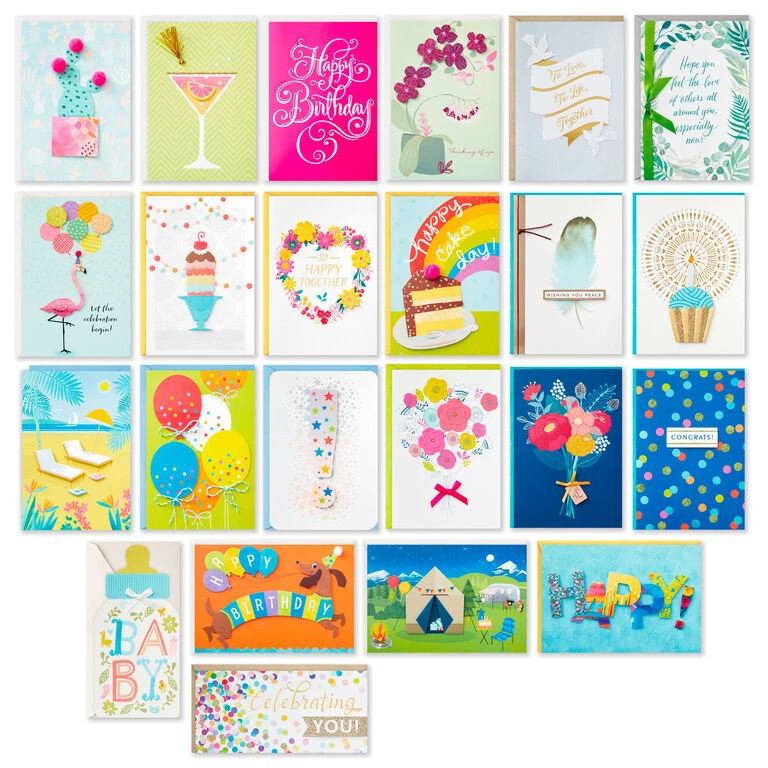 Hallmark Assorted All-Occasion Greeting Cards In Pastel Watercolor Organizer, Box Of 24 - Image 2