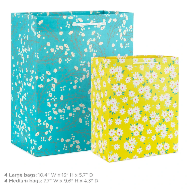 Hallmark Assorted Floral And Solid 8-Pack Medium And Large Gift Bags - Image 3
