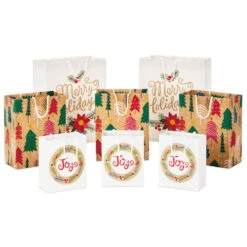 Hallmark Assorted Holiday Merry 8-Pack Small, Medium And Large Christmas Gift Bags