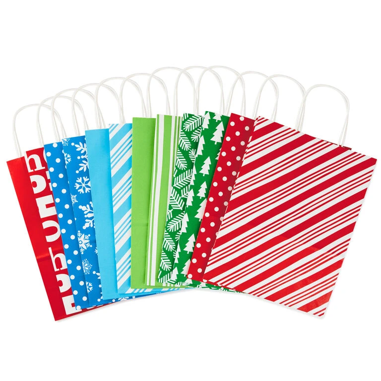 Hallmark 13" Bright Fun 12-Pack Assorted Christmas Gift Bags - Image 4