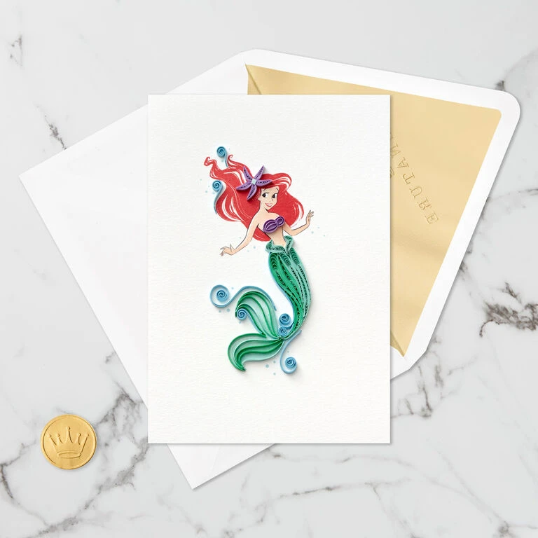 Hallmark Disney The Little Mermaid Ariel Happy Wish Quilled Paper Handmade Card - Image 5