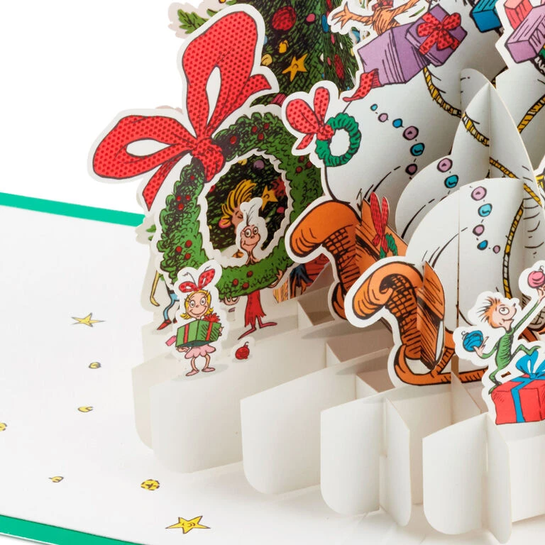 Hallmark Dr. Seuss™ How The Grinch Stole Christmas!™ Wreath 3D Pop-Up Christmas Card - Image 3