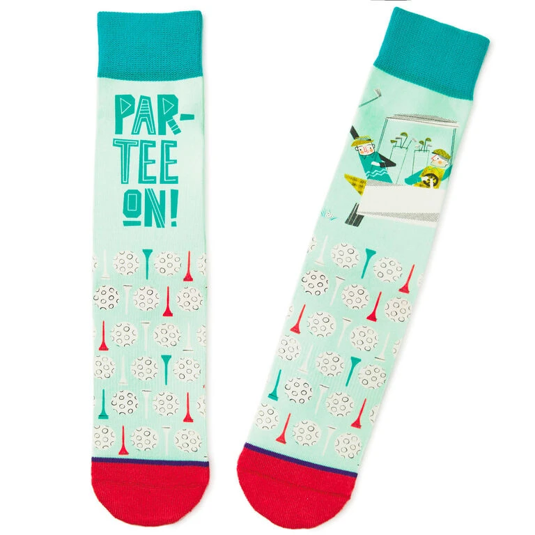 Hallmark Par-tee On Golf Funny Crew Socks