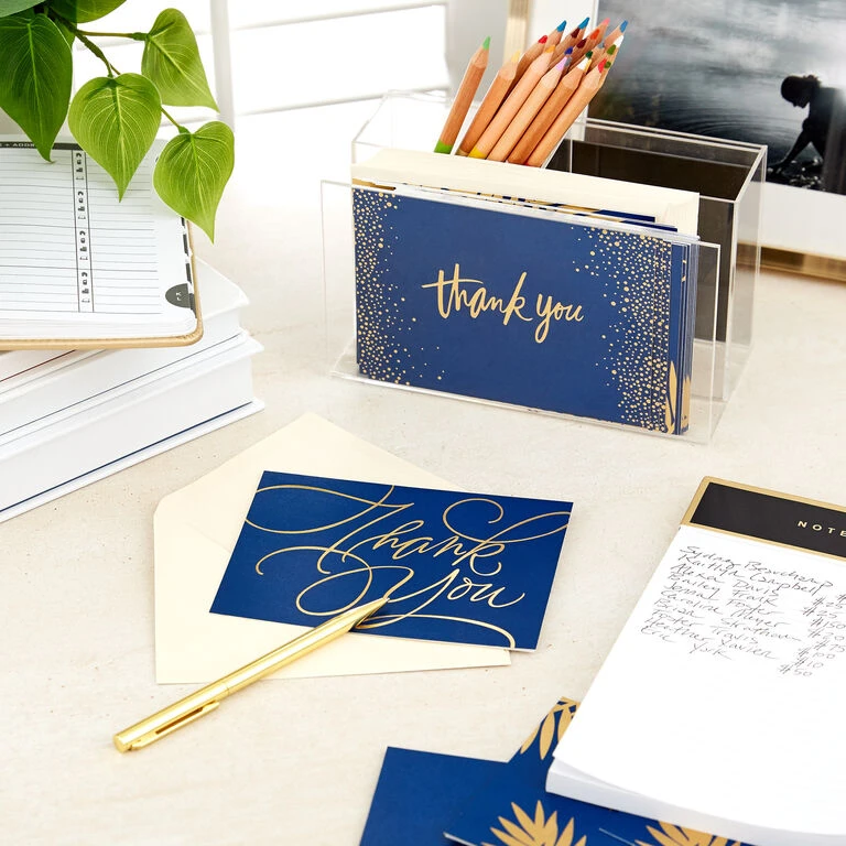 Hallmark Bulk Navy And Gold Assorted Blank Thank-You Notes, Box Of 120 - Image 7