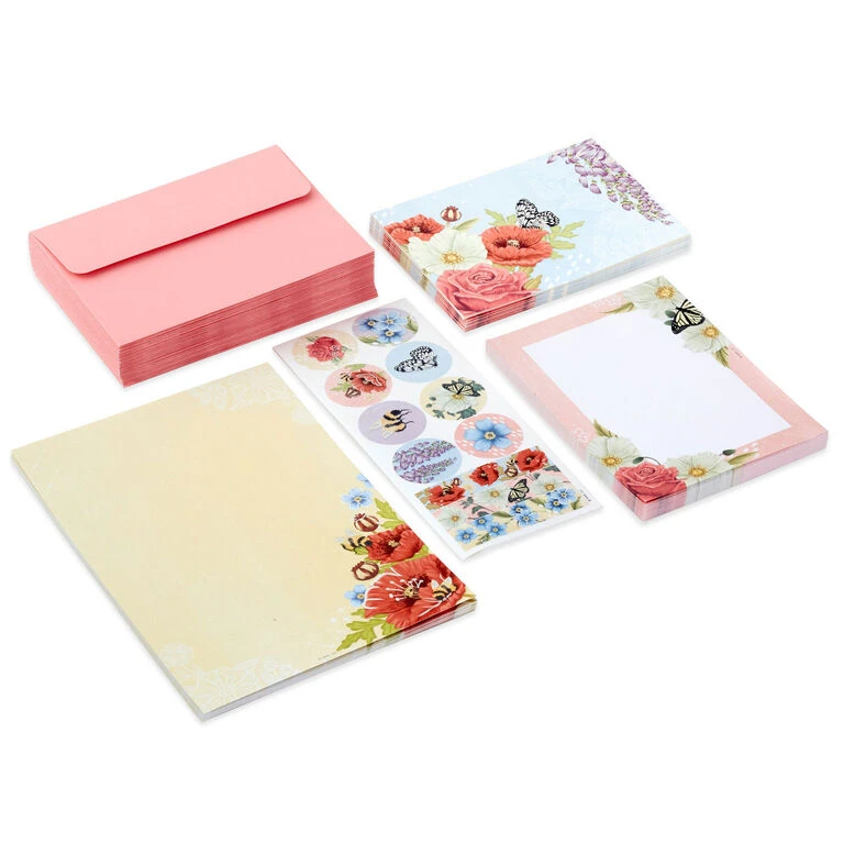 Hallmark Pink Floral Stationery Set And Desk Organizer Box - Image 2