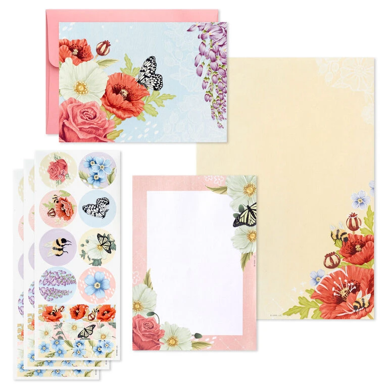 Hallmark Pink Floral Stationery Set And Desk Organizer Box - Image 3