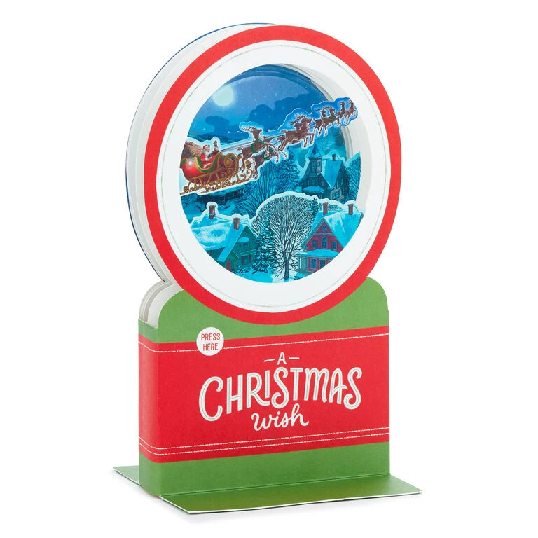 Hallmark Santa's Sleigh Snow Globe Musical 3D Pop-Up Christmas Card With Motion - Image 3