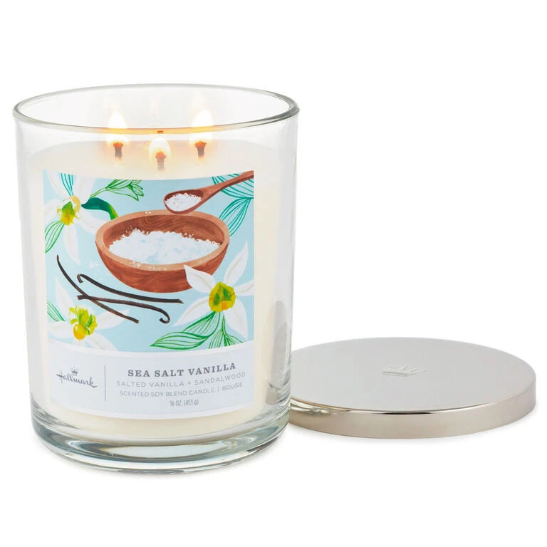 Hallmark Sea Salt Vanilla 3-Wick Jar Candle, 16 Oz. - Image 2