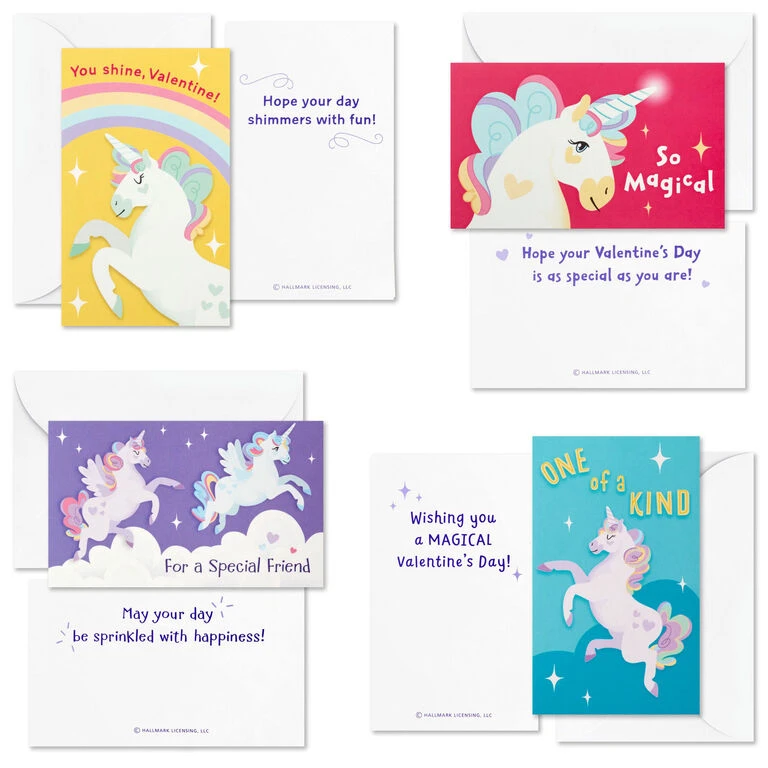 Hallmark Colorful Unicorn Classroom Valentines Set With Light-Up, Musical Mailbox - Image 2
