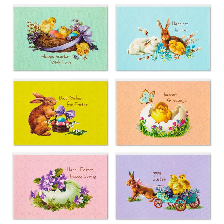 Hallmark Vintage Bunnies And Chicks Boxed Easter Cards, Pack Of 24 - Image 2