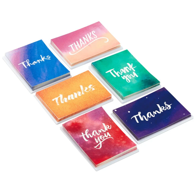 Hallmark Watercolor Assorted Blank Thank-You Notes, Pack Of 48