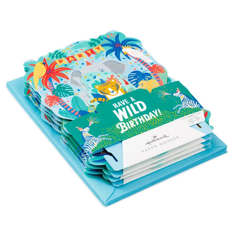Hallmark Wild Animal Party Boxed Pop-Up Birthday Cards, Pack Of 8 - Image 2