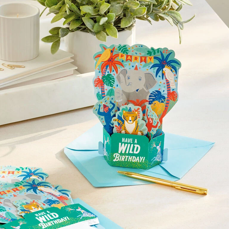 Hallmark Wild Animal Party Boxed Pop-Up Birthday Cards, Pack Of 8 - Image 7